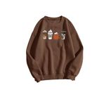 Trendseninle Coffee Baskılı Kahve Sarı Oversize Kadın Sweatshirt