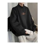 Trendseninle Day By Day Baskılı Siyah Boğaz Detay Kadın Sweatshirt