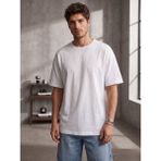 Trendseninle Erkek Beyaz %100 Organik Pamuk Dokulu Comfort Fit Bisiklet Yakalı T-Shirt - XL