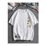 Trendseninle Funny Smile Baskılı Beyaz Oversize Erkek T-shirt