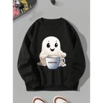 Trendseninle Ghost Siyah Bisiklet Yaka Kadın Sweatshirt