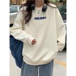 Trendseninle Holiday Baskılı Ekru Oversize Kadın Sweatshirt