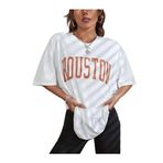 Trendseninle Houston Baskılı Oversize Beyaz Oversize Kadın T-shirt