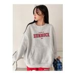 Trendseninle Hummock Baskılı Gri Kanguru Cepli Oversize Kadın Sweatshirt