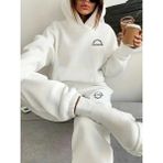 Trendseninle I Am Perfect Baskılı Beyaz Oversize Alt Üst Kadın Eşofman Takımı