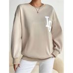 Trendseninle IG Baskılı Bej Bisiklet Yaka Kadın Sweatshirt