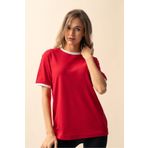 Trendseninle İnterlok Kırmızı Penye Oversize Kadın T-shirt