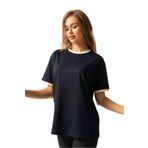 Trendseninle İnterlok Lacivert Penye Oversize Kadın T-shirt