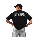 Trendseninle Interpol Baskılı Siyah Oversize Erkek T-shirt