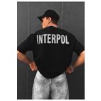 Trendseninle Interpol Baskılı Siyah Oversize Erkek T-shirt