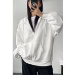 Trendseninle Kadın 3 Iplik Beyaz Kapüşon Detay Fermuarlı Hırka L/Xl Ts-Hrkakpsnluu