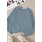Trendseninle Kadın 3 Iplik Deniz Mavisi Düz Bisiklet Yaka Sweatshirt, M