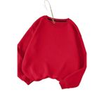 TrendSeninle Kadın 3 Iplik Düz Bisiklet Yaka Sweatshirt, XL, Kırmızı