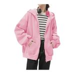 Trendseninle Kadın 3 Iplik Pembe Kapüşon Detay Fermuarlı Hırka S/M Ts-Hrkakpsnluu