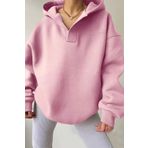 Trendseninle Kadın 3 Iplik Pembe Relax Yaka Detay Oversize Kapüşonlu Sweatshirt L Ts-Rllxxxsss
