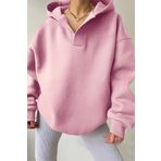 Trendseninle Kadın 3 Iplik Pembe Relax Yaka Detay Oversize Kapüşonlu Sweatshirt S Ts-Rllxxxsss