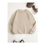 TrendSeninle Kadın Bej Düz Bisiklet Yaka Sweatshirt Bej S