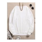 TrendSeninle Kadın Beyaz Düz Bisiklet Yaka Sweatshirt Beyaz L