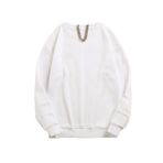 TrendSeninle Kadın Beyaz Düz Bisiklet Yaka Sweatshirt Beyaz S