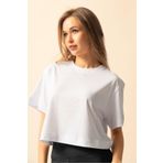 TrendSeninle Kadın Beyaz Oversize Bisiklet Yaka Crop Tişört BEYAZ S