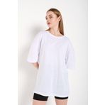 TrendSeninle Kadın Beyaz Oversize T-shirt Beyaz XL