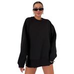 TrendSeninle Kadın Bisiklet Yakalı Yanı Yarım Fermuar Detaylı Sweatshirt, M, Siyah
