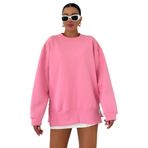 TrendSeninle Kadın Bisiklet Yakalı Yanı Yarım Fermuar Detaylı Sweatshirt, S, Pembe