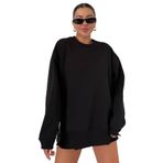 TrendSeninle Kadın Bisiklet Yakalı Yanı Yarım Fermuar Detaylı Sweatshirt, S, Siyah