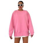 TrendSeninle Kadın Bisiklet Yakalı Yanı Yarım Fermuar Detaylı Sweatshirt, XL, Pembe
