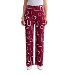 Trendseninle Kadın Bordo Desenli Boru Paça Pantolon, XL
