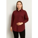 Trendseninle Kadın Bordo Trend Gömlek, XL