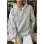 TrendSeninle Kadın Düz Kapüşonlu Bol Kalıp Sweatshirt Hoodie, XL, GRİ