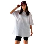 Trendseninle Kadın Düz Renk Beyaz Oversize T-Shirt, S