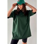 Trendseninle Kadın Düz Renk Nefti Oversize T-Shirt, M