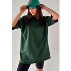 Trendseninle Kadın Düz Renk Nefti Oversize T-Shirt, XL