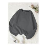 TrendSeninle Kadın Füme Düz Bisiklet Yaka Sweatshirt -Füme L