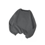 TrendSeninle Kadın Füme Düz Bisiklet Yaka Sweatshirt Füme M
