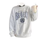 Trendseninle Kadın Gri Bravely Baskılı Oversize Bisiklet Yaka Sweatshirt, L
