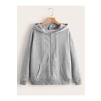 TrendSeninle Kadın Gri Fermuarlı Hırka Sweat Gri L/XL
