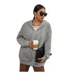 TrendSeninle Kadın Gri Fermuarlı Sweatshirt Gri L/XL