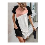 Trendseninle Kadın Gül Kurusu Çift Renk T-shirt Elbise