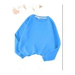 TrendSeninle Kadın İndigo Mavi Düz Bisiklet Yaka Sweatshirt İndigo Mavi L
