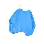 TrendSeninle Kadın İndigo Mavi Düz Bisiklet Yaka Sweatshirt İndigo Mavi S