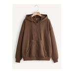 TrendSeninle Kadın Kahverengi Fermuarlı Hırka Sweat Kahverengi L/XL