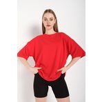 TrendSeninle Kadın Kırmızı Oversize T-shirt Kırmızı M