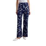 Trendseninle Kadın Lacivert Desenli Boru Paça Pantolon, M