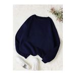 TrendSeninle Kadın Lacivert Düz Bisiklet Yaka Sweatshirt Lacivert L