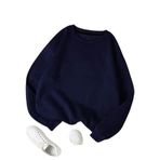 TrendSeninle Kadın Lacivert Düz Bisiklet Yaka Sweatshirt Lacivert S