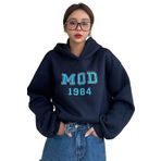 Trendseninle Kadın Lacivert Mod 1984 Baskılı Oversize Kapüşonlu Sweatshirt Hoodie Xl Ts-198457As4As