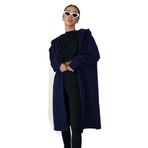 Trendseninle Kadın Lacivert Oversize Cepsiz Uzun Kapüşonlu Hırka L/Xl Ts-Ksocukh